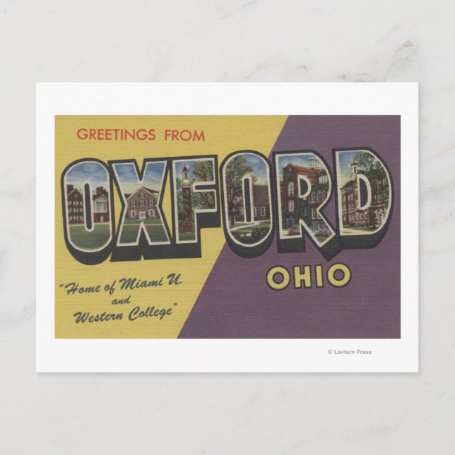 Oxford, Ohio - Miami U & Westerna College Vykort (Framsida)