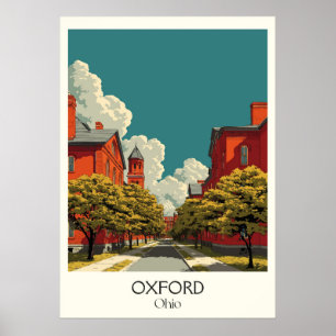 Oxford Ohio Miami Universiteten Red Hawks College Poster