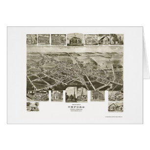 Oxford panorama- karta för PA - 1907 Hälsningskort