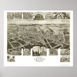 Oxford panorama- karta för PA - 1907 Poster