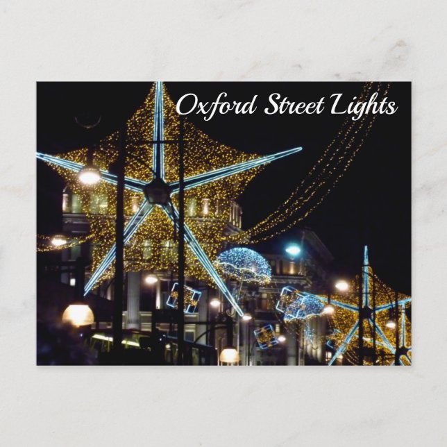 Oxford Street God Jul Ljus, London, UK 2 Vykort (Framsida)