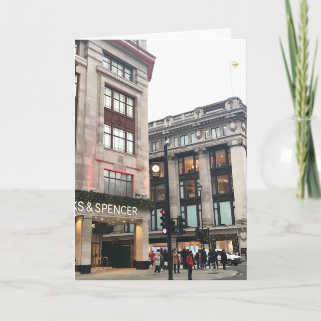 Oxford Street London UK Festive jul Shopping Kort (Framsida)