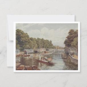 Oxford UK College Barges Folly Bridge 1910s Vykort