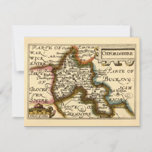 Oxfordshire County England Old Antiquarian Karta Inbjudningar