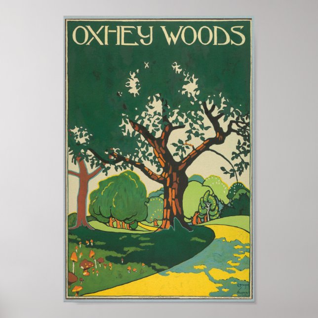 Oxhey Skogen, Hertfordshire Vintage resor Poster (Framsidan)
