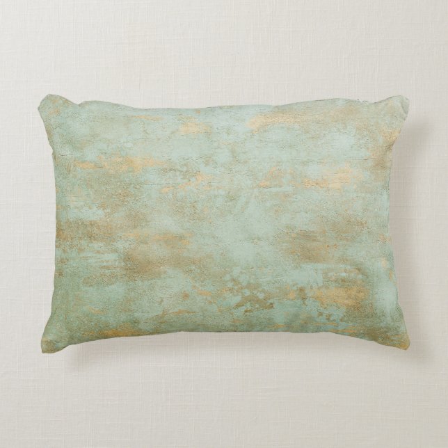 Oxiderad Koppar och Grön Textur Prydnadskudde (Framsidan)
