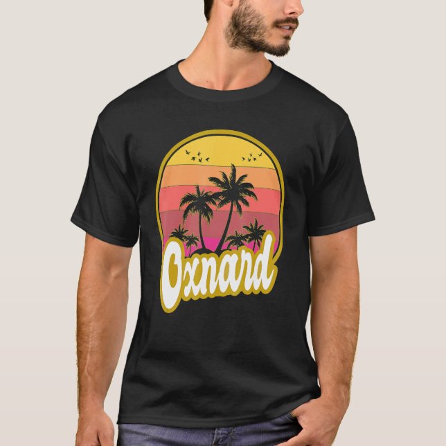 Oxnard California Beach Retro Sunset T Shirt (Framsida)