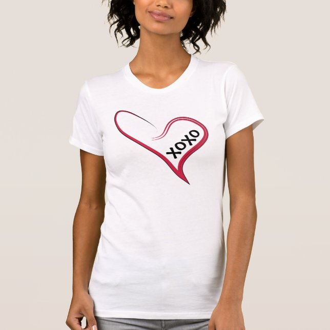 oxo! Red Heart med Anpassningsbar Message! T-shirt (Framsida)