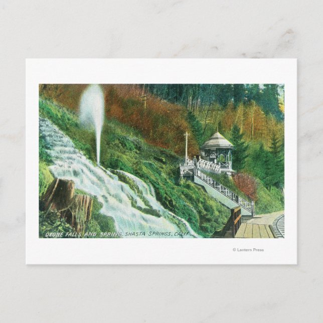 Oxone Falls och Vår ViewShasta Vår, CA Vykort (Framsida)