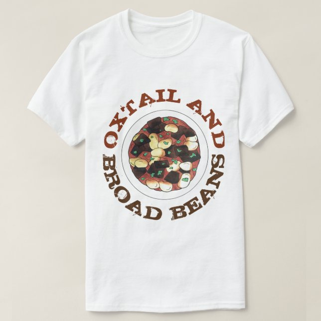 Oxtail och Broad Beans Stew Jamaican Food T Shirt (Design framsida)