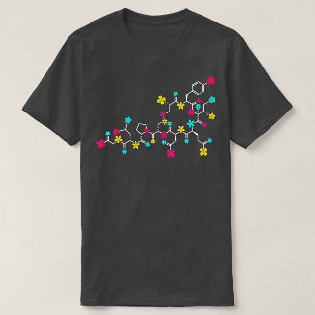 Oxytocin Molecule och Flowers Kärlek Hormone Chemi T Shirt (Design framsida)