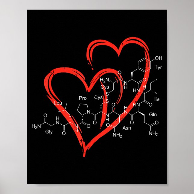 Oxytocin Molecules Heart Love Valentines Day Scien Poster (Framsidan)