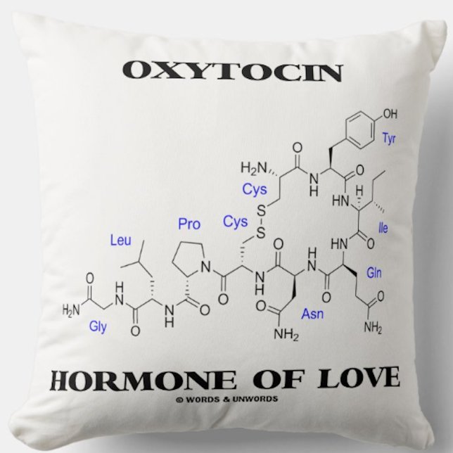 Oxytocinhormon av kärlek (den kemiska molekylen) kudde (Throw pillow for any biochemist featuring chemical structure of oxytocin)