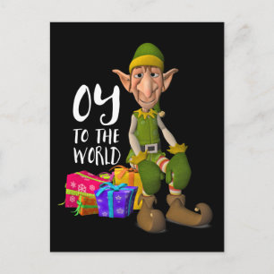 Oy till World Funny Elf-julen Helg Vykort