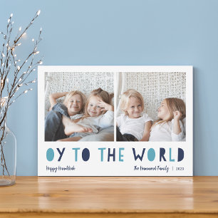 Oy to the World   2 Foto Hanukkah Julkort