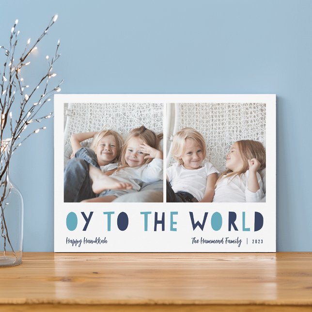 Oy to the World | 2 Foto Hanukkah Julkort (Skapare uppladdad)