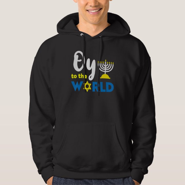Oy To The World  Happy Hanukkah Hoodie (Framsida)