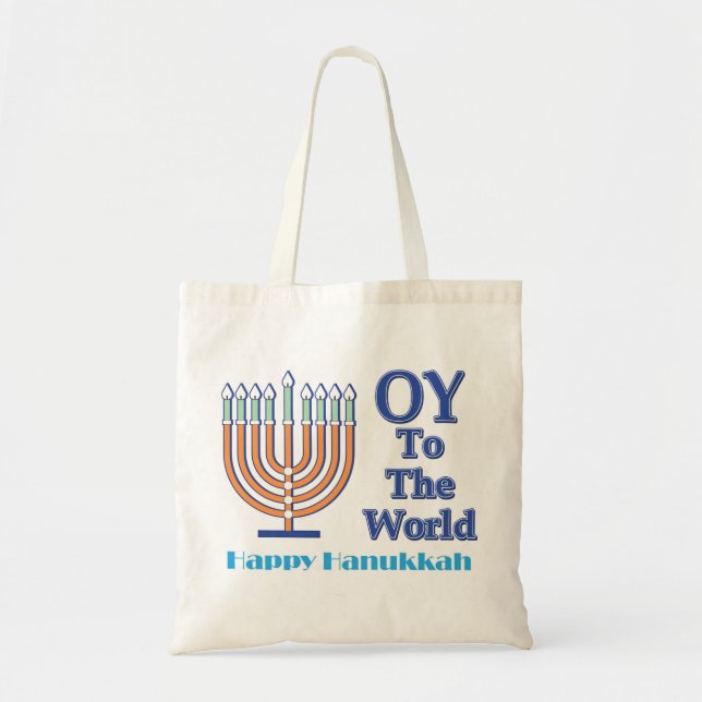 Oy-to-the-World-Lycklig-Hanukkah Tygkasse (Framsidan)