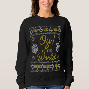 Oy to World Funny Hanukkah Sweater Stil judis T Shirt