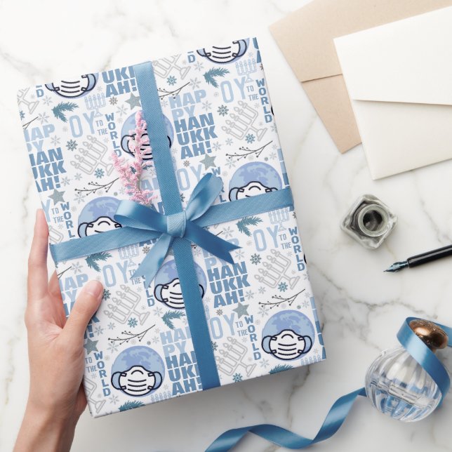 Oy to World Funny Musk Hanukkah Blue Menorah Presentpapper (Gifting)