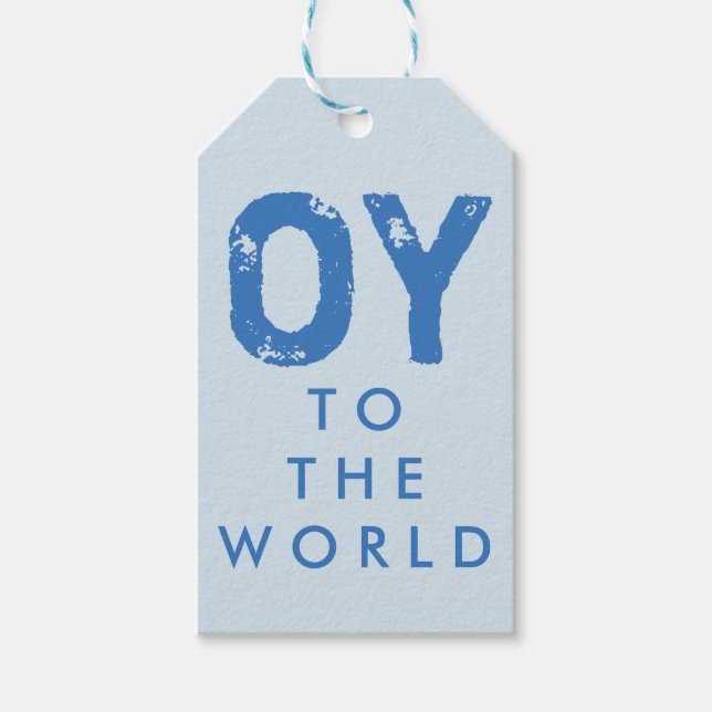 Oy to World Hanukkah Gift Märkres Presentetikett (Framsidan)