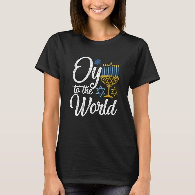 Oy to World Hanukkah Jewish För manar Women T Shirt (Framsida)