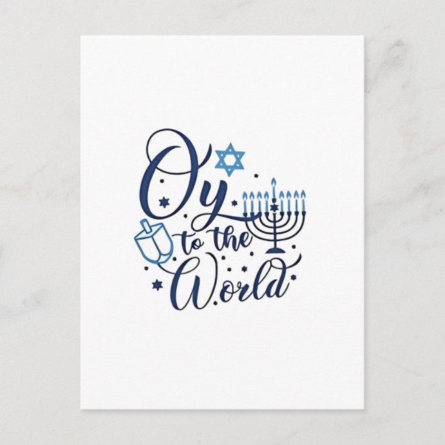 Oy to World Hanukkah Jewish Funny Helg Vykort (Framsida)