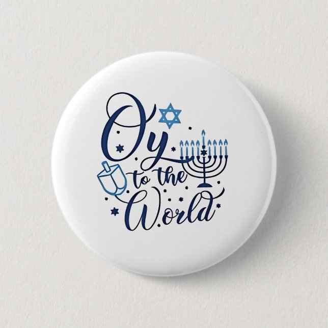 Oy to World Hanukkah Jewish Funny Knapp (Framsida)