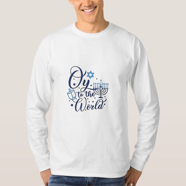 Oy to World Hanukkah Jewish Funny T Shirt (Framsida)