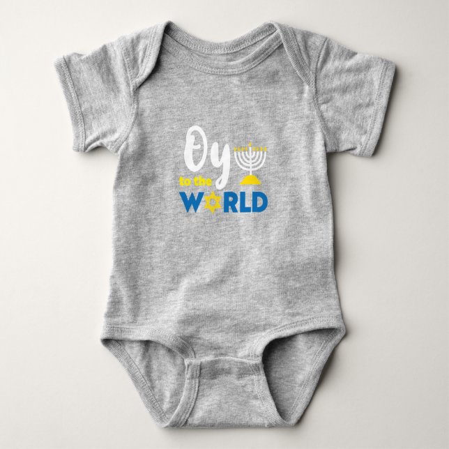 Oy to World, Lung Lycklig Hanukkah T Shirt (Framsida)