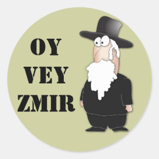 Oy Vey Funny Jewish rabbi - coola tecknad Runt Klistermärke
