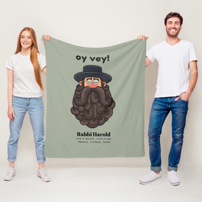 OY VEY! Funny RABBI Peronalized Fleecefilt (På plats)