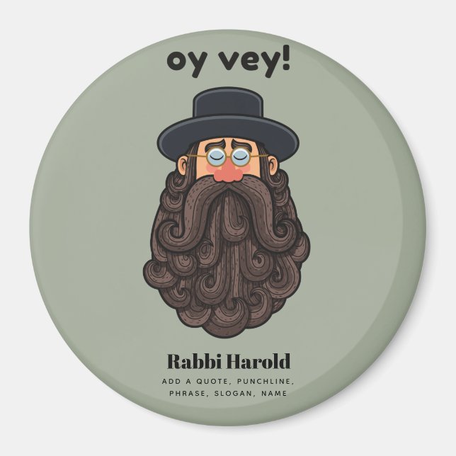 OY VEY! Funny RABBI Peronalized Magnet (Framsidan)