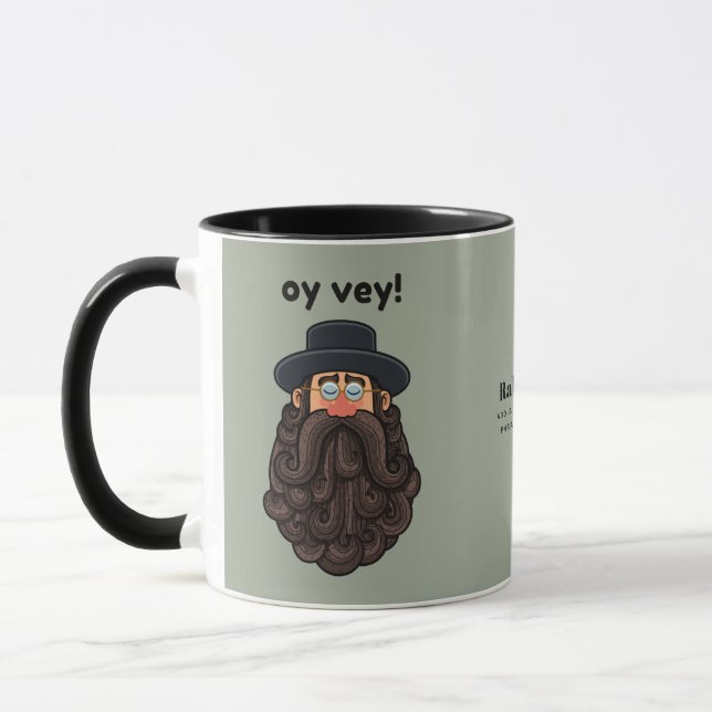 OY VEY! Funny RABBI Peronalized Mugg (Vänster)
