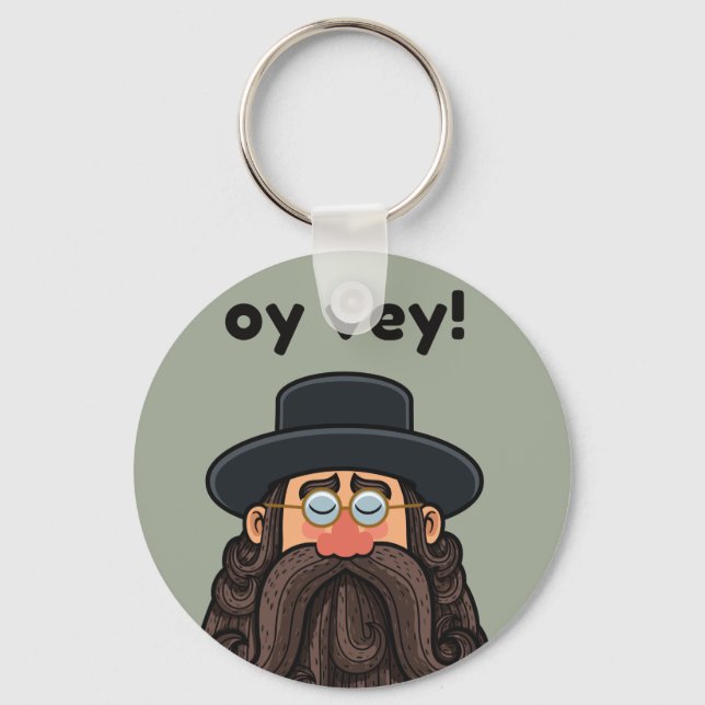 OY VEY! Funny RABBI Peronalized Nyckelring (Framsida)