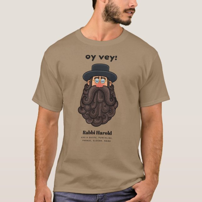 OY VEY! Funny RABBI Peronalized T Shirt (Framsida)