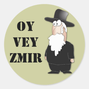 Oy Vey rolig judisk rabbin - kall tecknad Runt Klistermärke