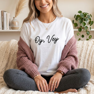 Oy Vey Roligt Judiskt Uttryck Minimalistisk Skrift T Shirt