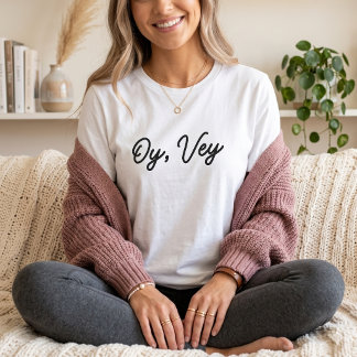 Oy Vey Roligt Judiskt Uttryck Minimalistisk Skrift T Shirt
