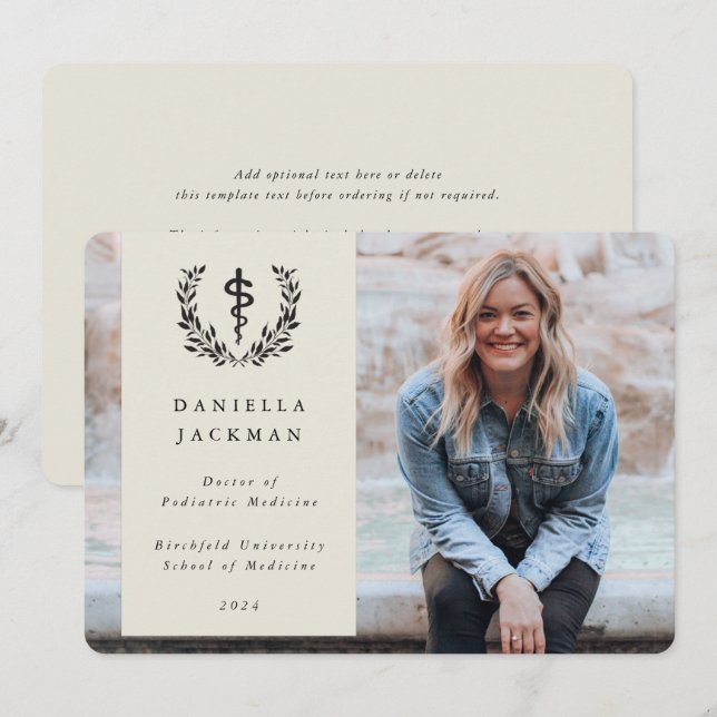 Oyster Asclepius Medical Studenten Photo Meddelande (Fram/baksida)