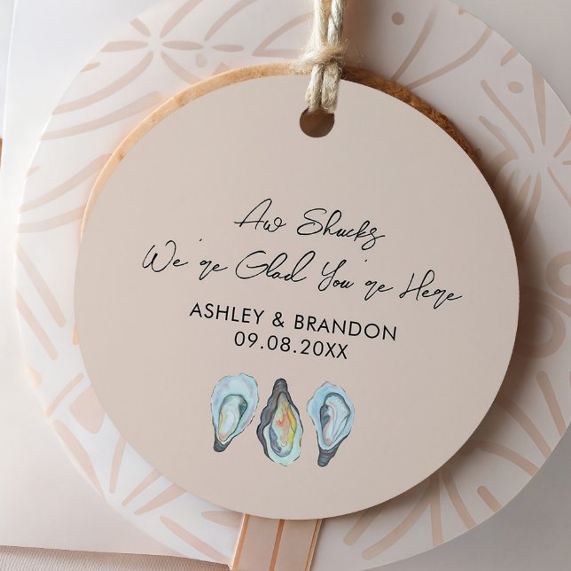 Oyster Aw Shucks We're Glad You're Here Wedding Gåvor Etiketter (Skapare uppladdad)