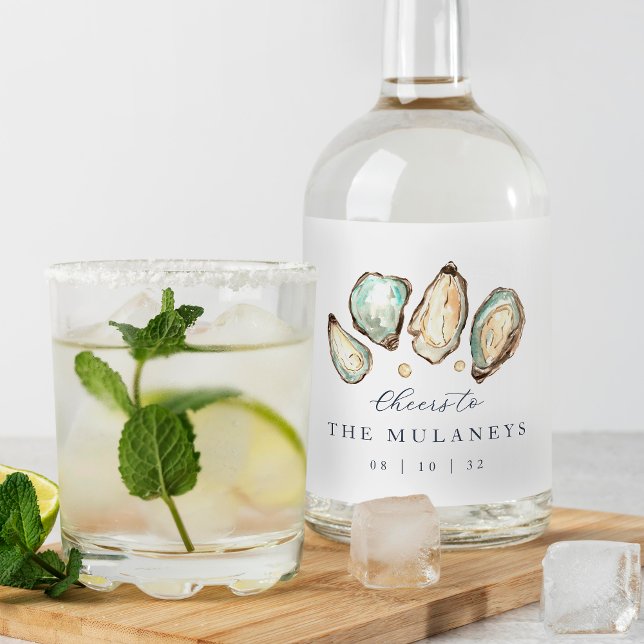 Oyster Bröllop Spritflaskor Etikett (Skapare uppladdad)