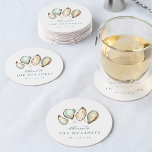 Oyster Bröllop Underlägg Papper Rund<br><div class="desc">Dessa kustnära underlägg i bröllop har en chic med mjuk kräm och vattenfärgstryck och pärlbilder. Med perfekten för strandtemat,  sommar eller nautiska bröllop kan du enkelt anpassa dessa underlägg i bröllop till din cocktailtimme med ditt namn och bröllop-datum.</div>