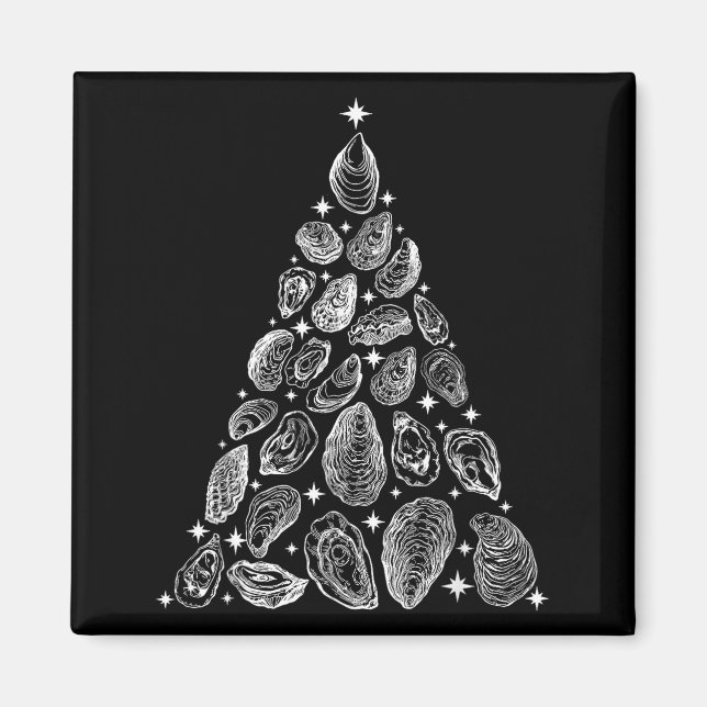 Oyster Christmas Tree Seafood Shellfish Holiday Be Magnet (Framsidan)