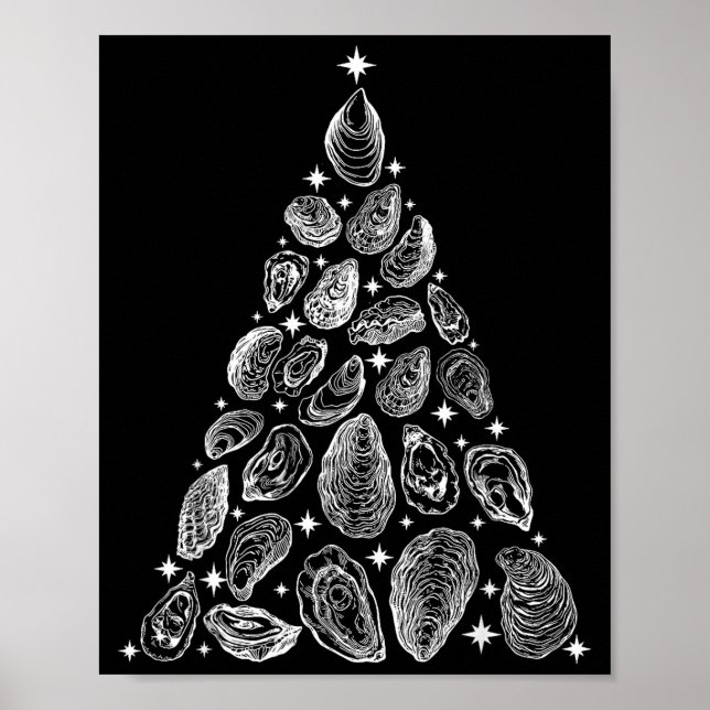 Oyster Christmas Tree Seafood Shellfish Holiday Be Poster (Framsidan)