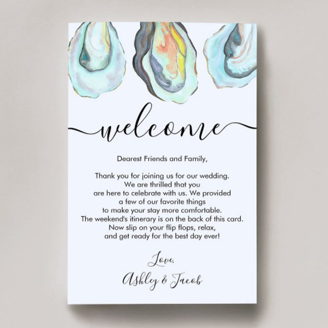 Oyster Coastal Wedding Welcome Letter & Itinerary (Skapare uppladdad)