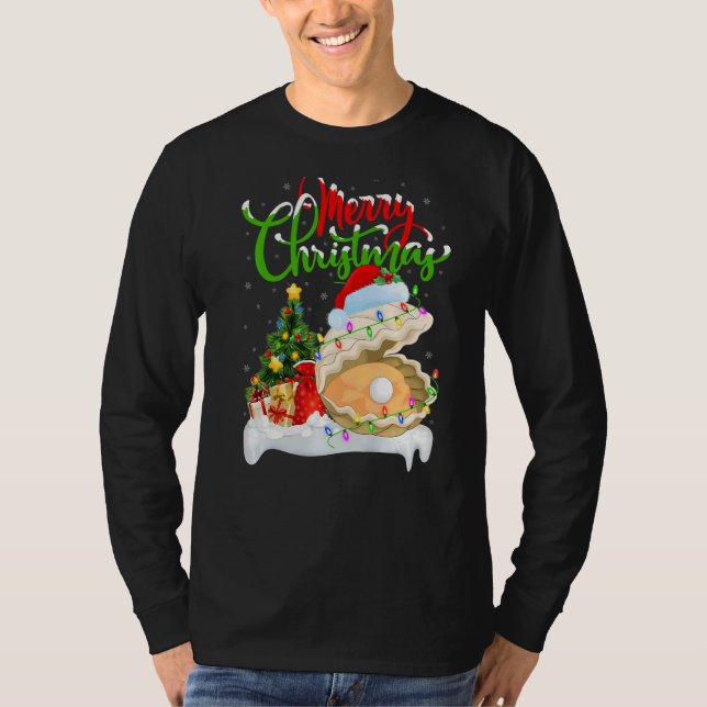 Oyster Julafton Dekoration Santa Oyster jul T Shirt (Framsida)
