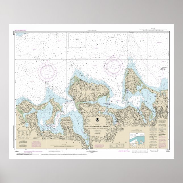 Oyster och Huntington Bays Nautical Chart 12365 Poster (Framsidan)