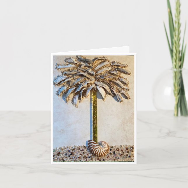 Oyster Palm växer ut ett Nautilus-skal Kort (Framsida)
