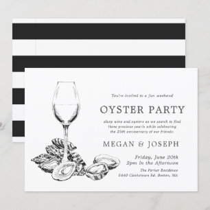 Oyster Pearl Anniversary Dinner Svarta Ränder Inbjudningar